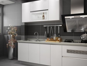 Høyglans hvit rustfritt stål kjøkkenmøbler ODM Fabrikkdirekte