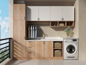 Fashionable European Style Natural Wood Laminate Laundry Cabinets