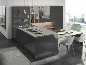 Kabinet Dapur Stainless Steel Lacquer Modern- Pabrik Langsung