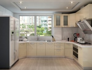 ODM Cream L woboola pakati Stainless Steel Kitchen Pantry Cabinets Factory