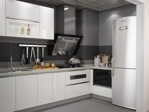 Glossy White Stainless Steel Modular Kitchen Cabinet