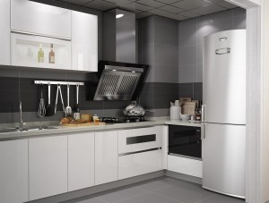 Héichglanz White STAINLESS Steel Kichen Miwwelen ODM Factory-direkt