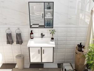 Simple White and Black Color Stainless Steel Bathroom Cabinets
