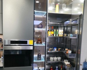 Moderne kuhinjske omare iz nerjavečega jekla iz nerjavečega jekla z vročo razprodajo 2022, mat sijaj in siv lak
