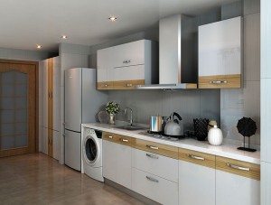 Custome Modern  I-shaped Steel Kitchen Cupboards Factory-direct