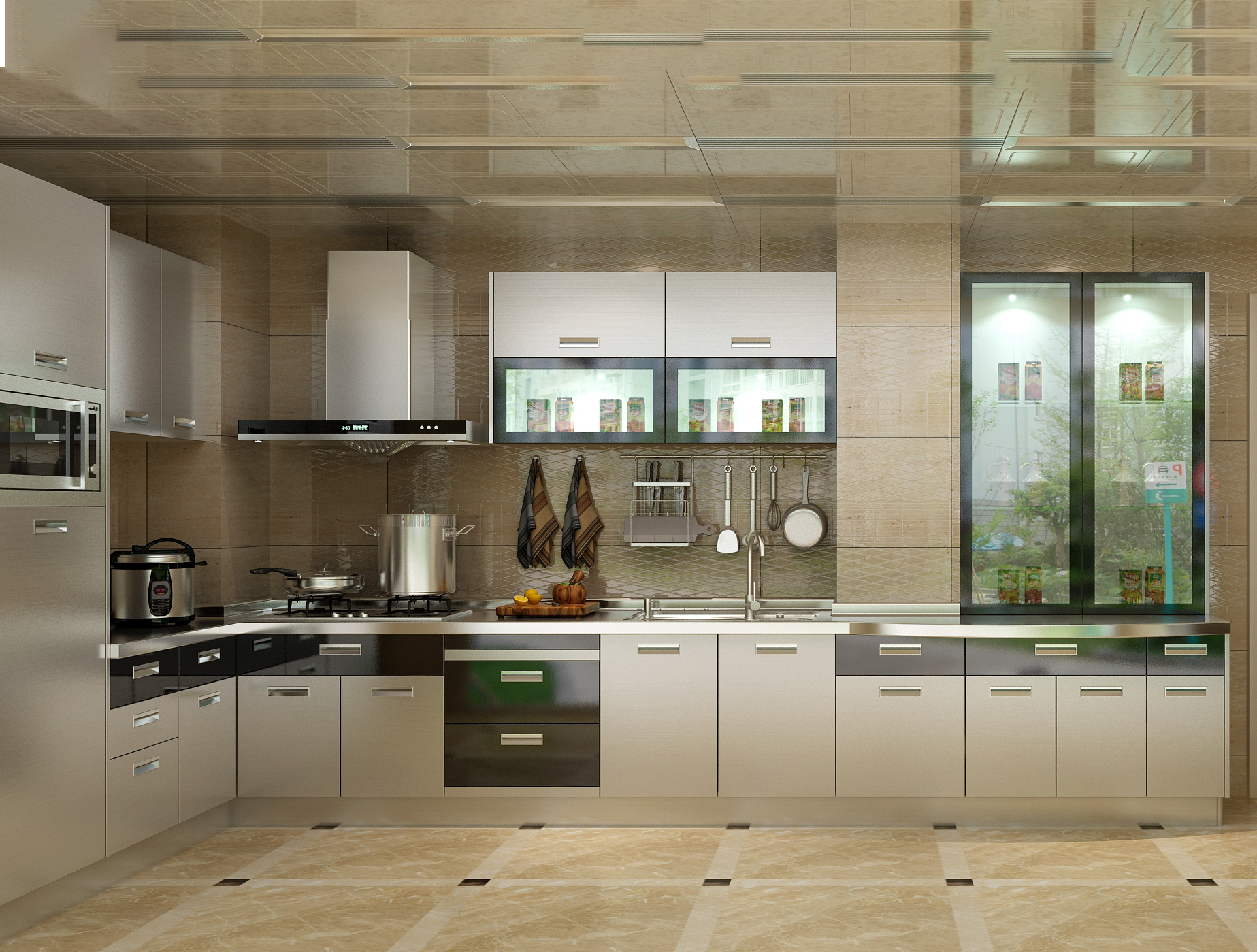 High Quality Stainless Steel Kitchen Cabinet in Brushed Finish Featured Image