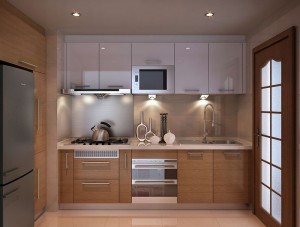 Stainless Steel Modular Kitchen Cabinets in Grain Color