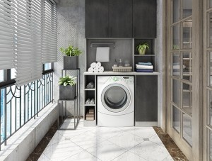 Modern Dark Gray Laminate Laundry Cabinet