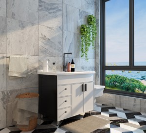 Soft White Bathroom Vanity for Double Rectangular Undermount Sinks