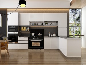 Modern Cream Laminate Stainless Steel Kitchen Cabinets