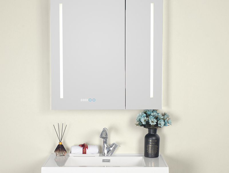 Hot Selling Intelligent Touch Screen Aluminum Double Mirrored Bathroom Cabinet (1)