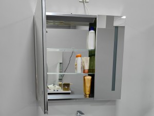Hot Selling Intelligent Touch Screen Aluminium Double Mirrored Bathroom Cabinet