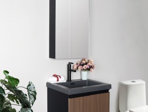 Modern Practical Single Mirrored Black Aluminum Mirrored Medicine Cabinet