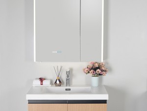 Modern Smart Double Mirrored Aluminum Mirror Cabinet with LED Lights