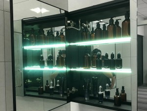 Armoires à pharmacie à double miroir argentées brillantes modernes multifonctionnelles