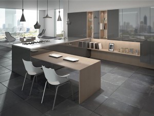 Khabinete ea Sejoale-joale ea Lacquer Stainless Steel Kitchen- Feme ea Direct