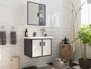 Simple White and Black Color Stainless Steel Bathroom Cabinets