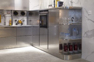 U-teşe Grey Food Grade Stainless Steel Kitchen Cabinets