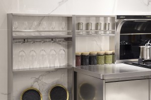 U-shaped Gray Food Grade Stainless Steel Kitchen Cabinets