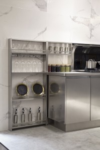 U-shaped nga Gray Food Grade Stainless Steel Kitchen Cabinets