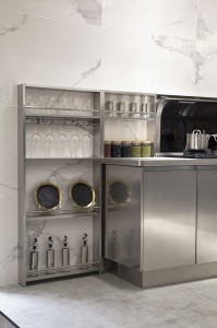 U-shaped Gray Food Grade Stainless Steel Kitchen Cabinets