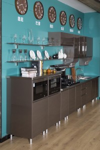 Modern Gray Lacquer Stainless Steel Kitchen Cabinets