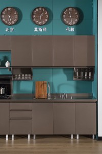 Modern Gray Lacquer Stainless Steel Kitchen Cabinets