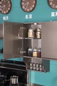 Modern Gray Lacquer Stainless Steel Kitchen Cabinets