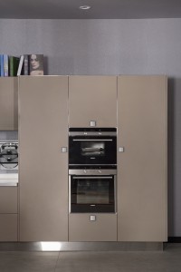 Modern Beige Lacquer Stainless Steel Kitchen Cabinets