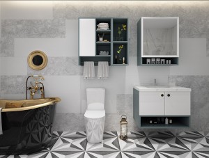 ODM OEM Modern Ash Blue and White Stainless Steel Bathroom Cabinets