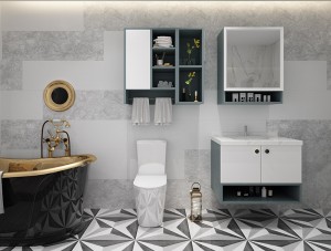 ODM OEM Modern Ash Blue ati White Alagbara Irin Bathroom Cabinets