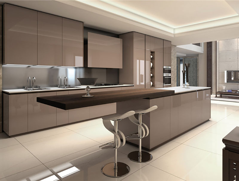 OEM Supply High Gloss Kitchen Cabinets -
 Modern Style Stainless Steel Kitchen Cabinet with Island – Diyue